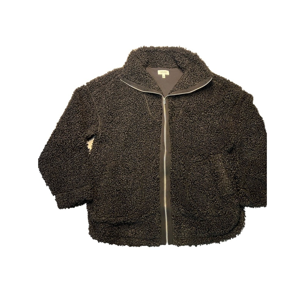 Haven Well Within Black Curly Sherpa Jacket Medium Weight Zip XL